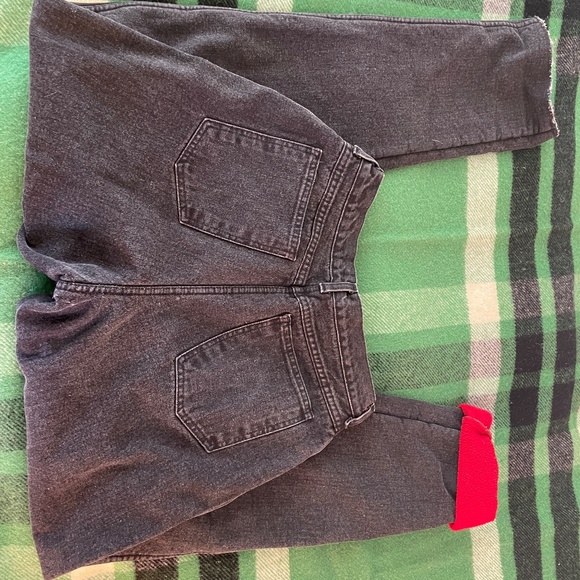 VINTAGE Land's End Black Wash Red Fleece Lined Jeans Size 10 Vintage sizing - Picture 4 of 4